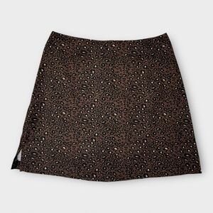 Vintage Y2K Via Michelle Mini Skirt 7/8 Brown Leopard Animal Print Made in USA